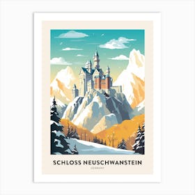 Vintage Winter Travel Poster Schloss Neuschwanstein Germany 1 Art Print