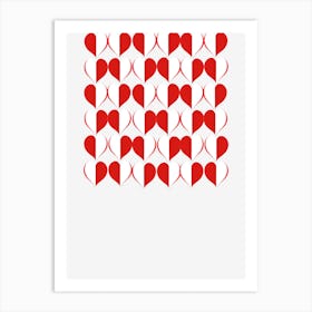 Hearts In Red And White Art Print