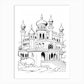 The Sultan S Palace (Aladdin) Fantasy Inspired Line Art 3 Art Print