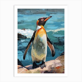 Galapagos Penguin Grytviken Colour Block Painting 2 Art Print