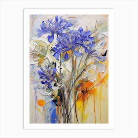 Abstract Flower Painting Agapanthus 3 Art Print