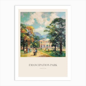 Emancipation Park Kingston Jamaica Vintage Cezanne Inspired Poster Art Print