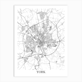 York White Black Art Print