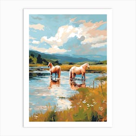 Horses Painting In Lake District, England 4 Art Print