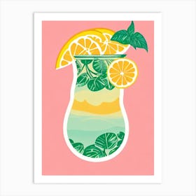 Long Island Iced Tea Retro Pink Cocktail Poster Art Print