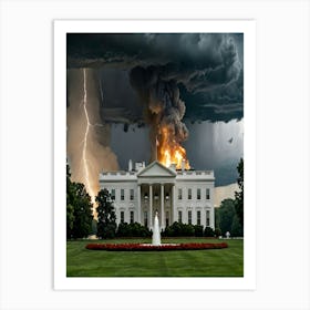 Lightning Storm Over White House Art Print