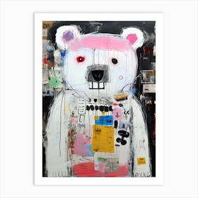 White polar Bear Basquiat style Art Print