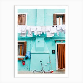 Turquoise Washing Burano Art Print