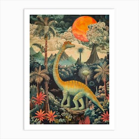 Dinosaur In A Paradise Landscape Painting 3 Art Print