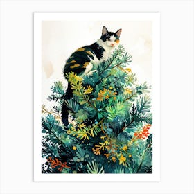 Cat In A Christmas Tree animal Cat's life Art Print