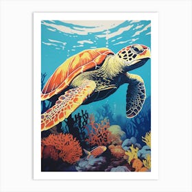 Sea Turtle Exploring The Ocean 2 Art Print