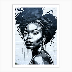 Graffiti Mural Of Beautiful Black Woman 43 Art Print