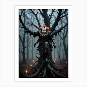 Creepy Clown In The Woods Art Print