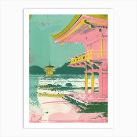 Miyajima Japan Retro Duotone Silkscreen 3 Art Print