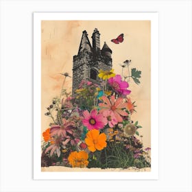 Ireland   Floral Retro Collage Style 2 Art Print