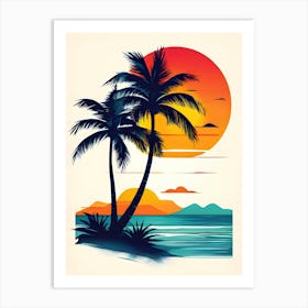 Palm Trees At Sunset 2 Art Print