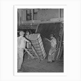 Guiding Compressed Bale Of Cotton Onto Hand Truck, Compress, Houston, Texas By Russell Lee Art Print