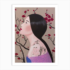 Chinese Woman With Tattoo Art Print