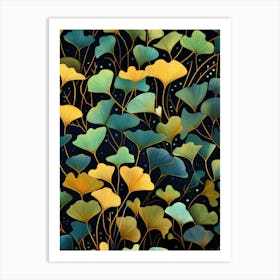 Ginkgo Leaves Seamless Pattern 1 Art Print