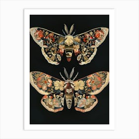 Night Butterflies William Morris Style 4 Art Print