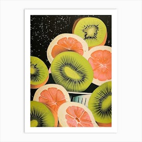 Art Deco Kiwi & Grapefruit Art Print