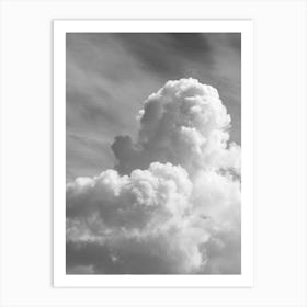 Black and white fluffy clouds in a clear sky - summer cloud nature and travel photography by Christa Stroo Photography Art Print