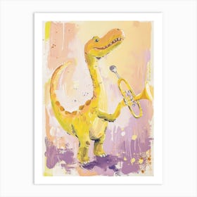Dinosaur Playing The Trumpet Painting 4 Art Print