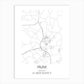 Hulst,Netherlands Minimalist Map Art Print