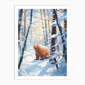 Winter Brown Bear 1 Illustration Art Print