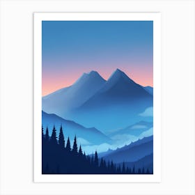 Misty Mountains Vertical Composition In Blue Tone 64 Art Print