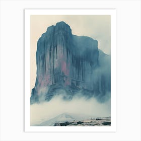 Mount Roraima Venezuela Brazil Color Line Drawing (2) Art Print