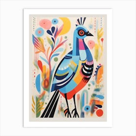 Colourful Scandi Bird Grouse 4 Art Print