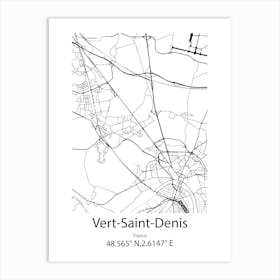 Vert Saint Denis,France Minimalist Map Art Print