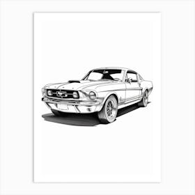 Ford Mustang Line Drawing 30 Art Print
