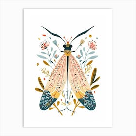 Colourful Insect Illustration Lacewing 21 Art Print