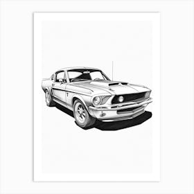 Ford Mustang Line Drawing 12 Art Print