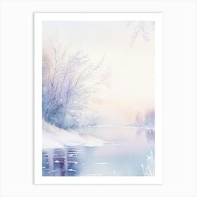 Frozen Lake Waterscape Gouache 3 Art Print