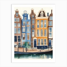 Watercolor Houses In Amsterdam Art Print