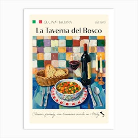 La Taverna Del Bosco Trattoria Italian Poster Food Kitchen Art Print