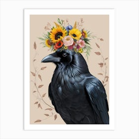 Crow With Flowers 4 Art Print