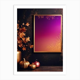 A Gradient Canvas Displaying A Purplish Pink To Gold Splash Against A Lavish Autumn Themed Backgroun (3) Art Print