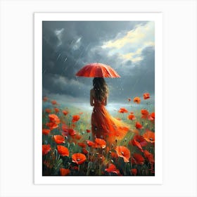 A Woman In A Field Of Red Poppies Pt. 2 Art Print