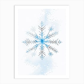 Winter Snowflake Pattern, Snowflakes, Minimalist Watercolour 1 Art Print