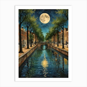 William Morris Moonlight Over The Canal Art Print