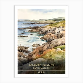 Atlantic Islands National Park Galicia Watercolour 3 Art Print