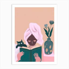 Spa Day With A Face Mask And Cat Art Print