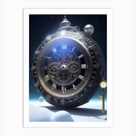 Diamond Studded Clock Art Print