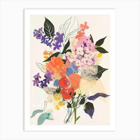 Lilac 3 Collage Flower Bouquet Art Print