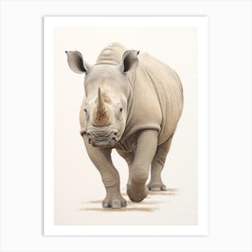 Simple Illustration Of A Rhino Walking 3 Art Print