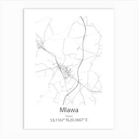 Mlawa,Poland Minimalist Map Art Print